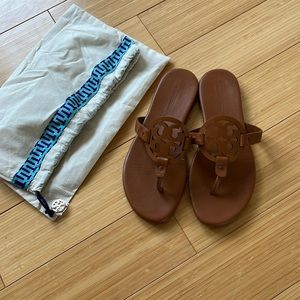 Tory Burch Miller Soft Sandals, Brown, Size 6.5